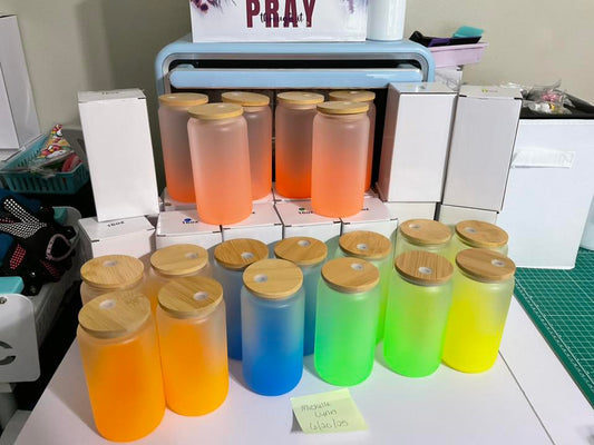 Glass Tumbler, 16oz, straws included, sublimation, wholesale blank 30pcs